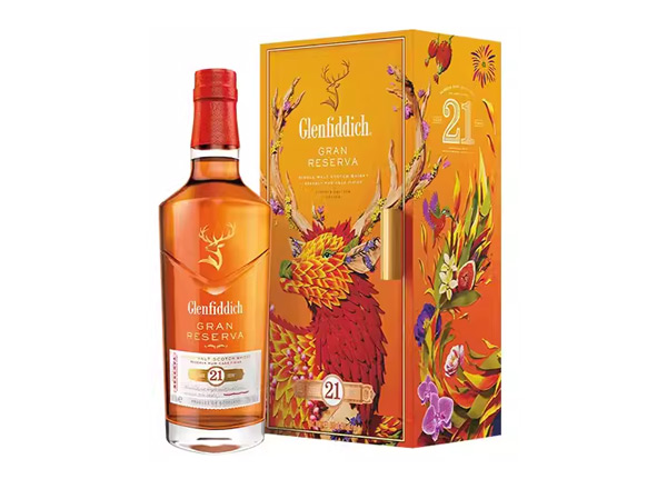 石家庄回收格兰菲迪21年700ml福鹿生花新年装福鹿呈祥新春礼盒装Glenfiddich苏格兰威士忌行情价格